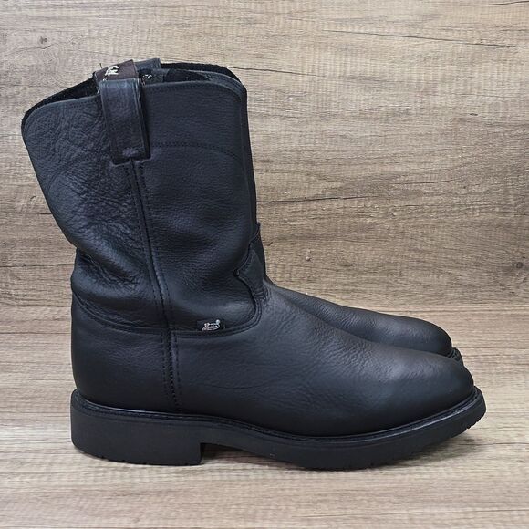 Justin Conductor Men's Size 12 EEE Black Work Boots Customized With Zipper (4763 - Picture 1 of 8